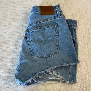 Levi's 31 Button Fly Shorts Daisy Duke Light Blue Destroyed Coastal Cowgirl